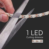 V-TAC DC24V LED szalag, SMD 2835, 48 LED/m lencsével, természetes fehér - SKU 23335