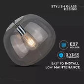 V-TAC designer füstözött üveg csillár, függeszték E27 foglalattal - SKU 3887