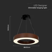 V-TAC dimmelhető 50W designer körcsillár, természetes fehér, Corten barna ház, 120 Lm/W - SKU 6959