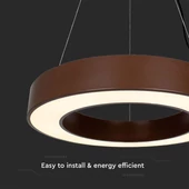 V-TAC dimmelhető 50W designer körcsillár, természetes fehér, Corten barna ház, 120 Lm/W - SKU 6959