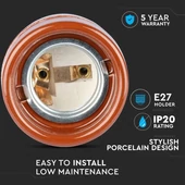 Porcelan Lamp Holder Fitting Brown