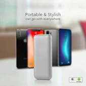 V-TAC ezüst 10000mAh powerbank, 30cm Type-C kábellel - SKU 23035