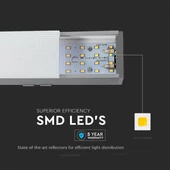 LED Linear Light SAMSUNG CHIP - 40W Hanging Suspension Silver Body 4000K 1200x50x65mm