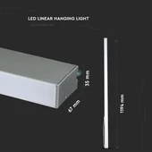 LED Linear Light SAMSUNG CHIP - 40W Hanging Suspension Silver Body 4000K 1200x35x67mm