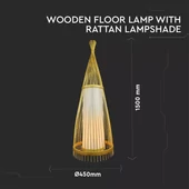 Wooden Floor Lamp With Rattan Lampshade D400*1500MM