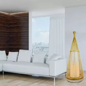 Wooden Floor Lamp With Rattan Lampshade D400*1500MM