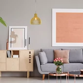 Wooden Pendant Light With Chrome Decorative Cap + Canopy + Lampshade Round D350*H450MM