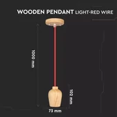 Wooden Pendant Light Red Wire