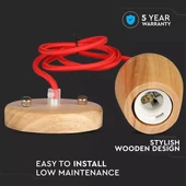 Wooden Pendant Light Red Wire