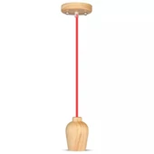 Wooden Pendant Light Red Wire