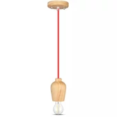Wooden Pendant Light Red Wire