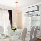 Wooden Pendant Light Red Wire