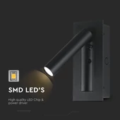 V-TAC CREE SMD falba süllyeszthető 2W LED olvasólámpa, meleg fehér, fekete ház - SKU 239996
