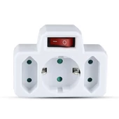 3 Outlet Power Adapter With Earth Contact And Switch 16A 250V ( Label + Polybag With Headcard)