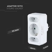 2 Ways Adapter With 2 Euro Socket 10A , 1 Socket 10/16A 250V ( Label+ Polybag ) White
