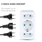 2 Ways Adapter With 2 Euro Socket 10A , 1 Socket 10/16A 250V ( Label+ Polybag ) White