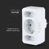 2 Ways Adapter With 2 Euro Socket 10A , 1 Socket 10/16A 250V ( Label+ Polybag ) White