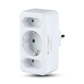 2 Ways Adapter With 2 Euro Socket 10A , 1 Socket 10/16A 250V ( Label+ Polybag ) White