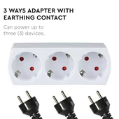 3 Outlet Power Adapter With Earth Contact 16A 250V ( Label + Polybag With Headcard )