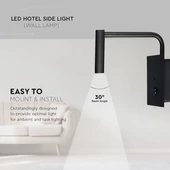 V-TAC fali LED COB olvasólámpa kapcsolóval és USB porttal fekete 3W meleg fehér, fekete - SKU 1487
