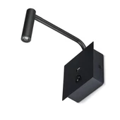 V-TAC fali LED COB olvasólámpa kapcsolóval és USB porttal fekete 3W meleg fehér, fekete - SKU 1487