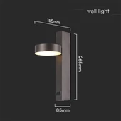 V-TAC fali LED lámpa, USB töltővel, akril fekete, meleg fehér - SKU 23405