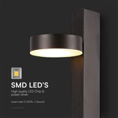 V-TAC fali LED lámpa, USB töltővel, akril fekete, meleg fehér - SKU 23405