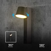 V-TAC fali LED lámpa, USB töltővel, akril fekete, meleg fehér - SKU 23406
