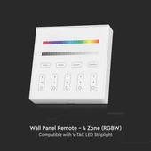 V-TAC RGB+W, fali 4 zónás rádiófrekvenciás LED szalag távirányító - SKU 2917