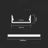 Led Strip Mounting Kit With Diffuser Aluminum 2000* 23.5*10MM White Housing