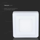 12W+3W LED Surface Panel Downlight - Square 6000K                         EMC+CR80