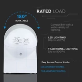 PIR Wall Sensor With Moving Head White