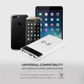 V-TAC fehér, 20000mAh powerbank vezeték nélküli töltővel, kijelzővel - SKU 8860