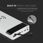 V-TAC fehér, 20000mAh powerbank vezeték nélküli töltővel, kijelzővel - SKU 8860