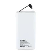 V-TAC fehér, 20000mAh powerbank vezeték nélküli töltővel, kijelzővel - SKU 8860