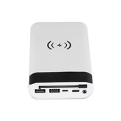 V-TAC fehér, 20000mAh powerbank vezeték nélküli töltővel, kijelzővel - SKU 8860