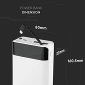 V-TAC fehér, 20000mAh powerbank vezeték nélküli töltővel, kijelzővel - SKU 8860