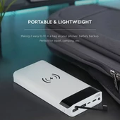 V-TAC fehér, 20000mAh powerbank vezeték nélküli töltővel, kijelzővel - SKU 8860