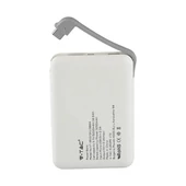V-TAC fehér, 5000mAh powerbank, beépített kábellel, jelzőfénnyel - SKU 8864
