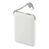 V-TAC fehér, 5000mAh powerbank, beépített kábellel, jelzőfénnyel - SKU 8864
