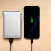 V-TAC fehér, 5000mAh powerbank, beépített kábellel, jelzőfénnyel - SKU 8864