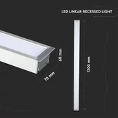 LED Linear Light SAMSUNG CHIP - 40W Recessed Silver Body 4000K 1211x70x35mm