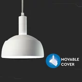 Plastic Pendant Lamp Holder E14 With Slide Aluminum Shade White