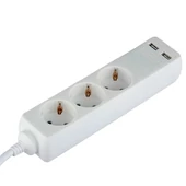 3 Ways Socket With 2 USB (3G 1.5MM2 X 5M) Polybag With Card White