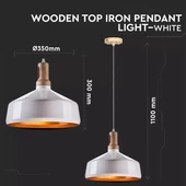 Modern Pendant Light Wooden Top Iron White Color ф350