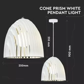 Pendant Light Cone Prism White D250*270mm
