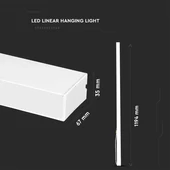 V-TAC fehér mennyezetre függeszthető lineáris LED lámpa 120cm 40W hideg fehér - SKU 21602