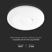 V-TAC fehér mikrohullámú szenzoros lapos mennyezeti mozgásérzékelő, 360°, IP20 - SKU 23163