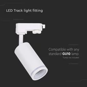 V-TAC fehér tracklight sínbe való GU10 spot lámpatest - SKU 6783