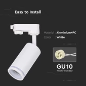 V-TAC fehér tracklight sínbe való GU10 spot lámpatest - SKU 6783